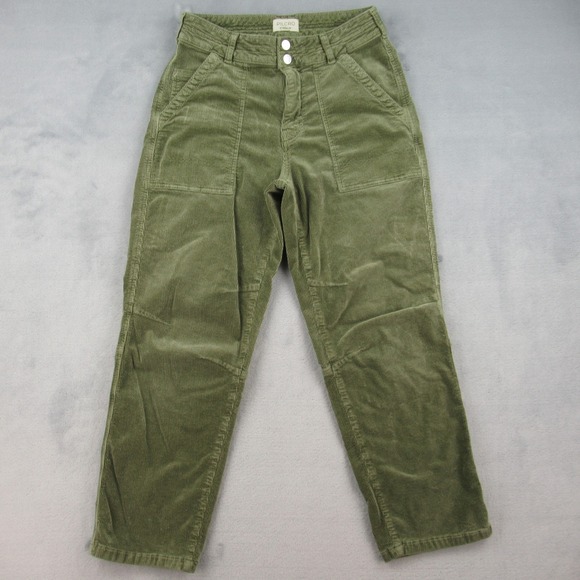 Pilcro Pants - Pilcro Corduroy Pants Women 28 Green High Rise Straight Leg Utility Cargo Pocket
